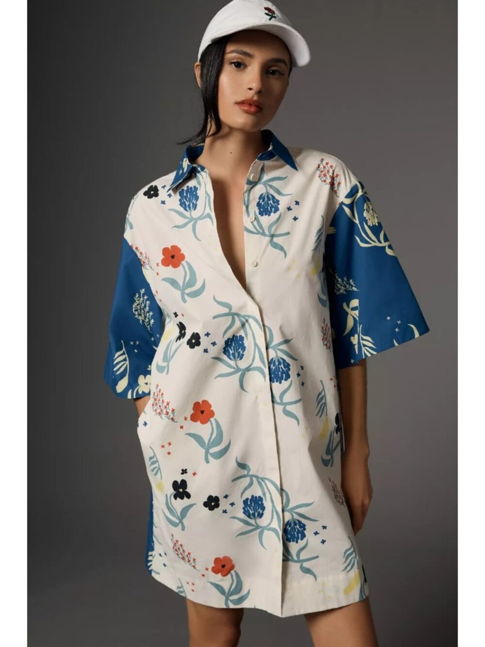 NWT marimekko Fasadi Herbaario Floral Print Cotton Poplin Shirt Dress 40 / 10